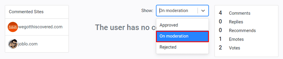 my comments on moderation