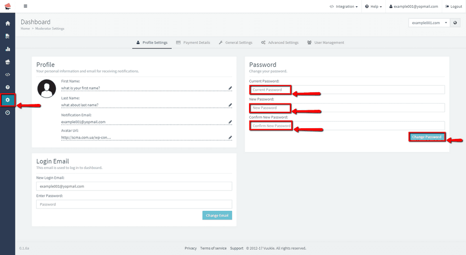 change Vuukle login password 02