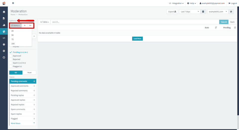 moderate comments 02 - options