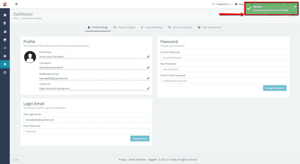 change Vuukle login password 03
