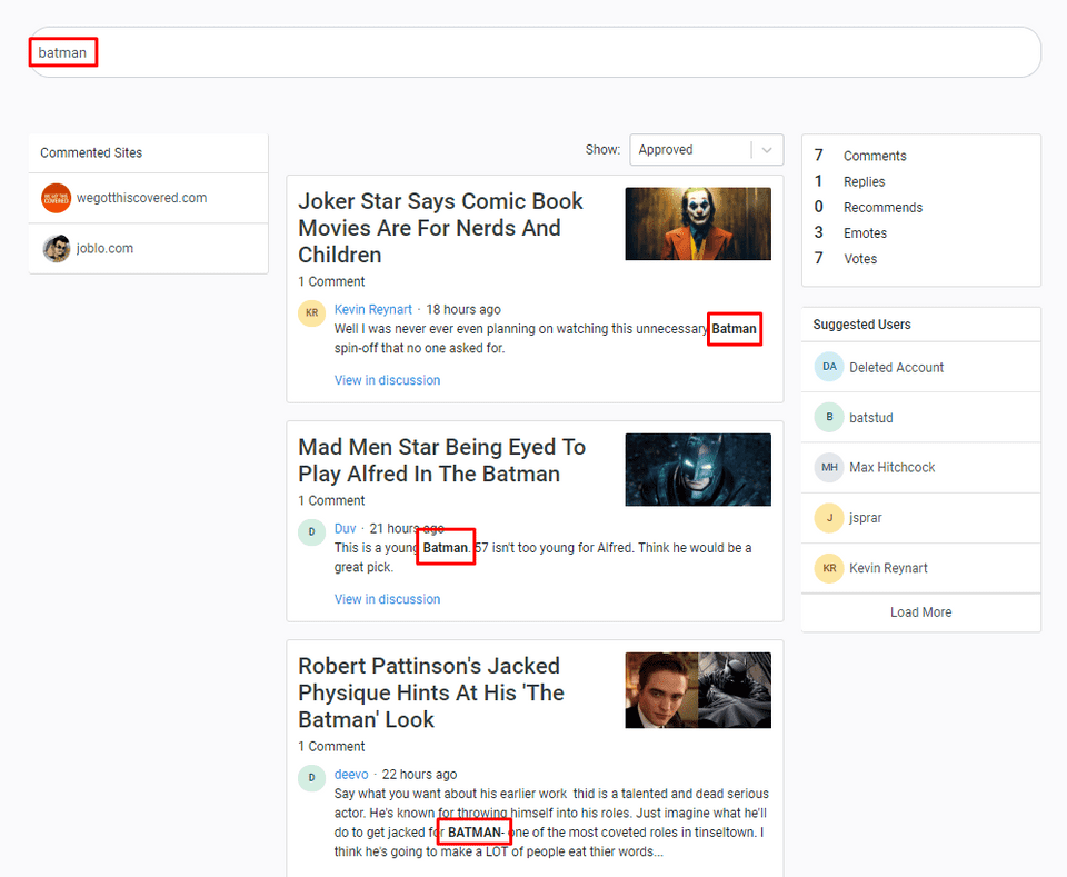 search for comments 4